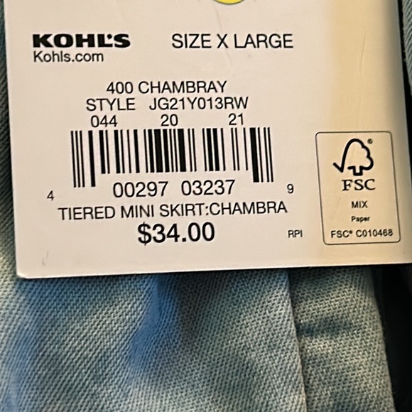 SO Junior Ruffle Denim Chambray Tiered Skirt New With Tags XL - Picture 4 of 5